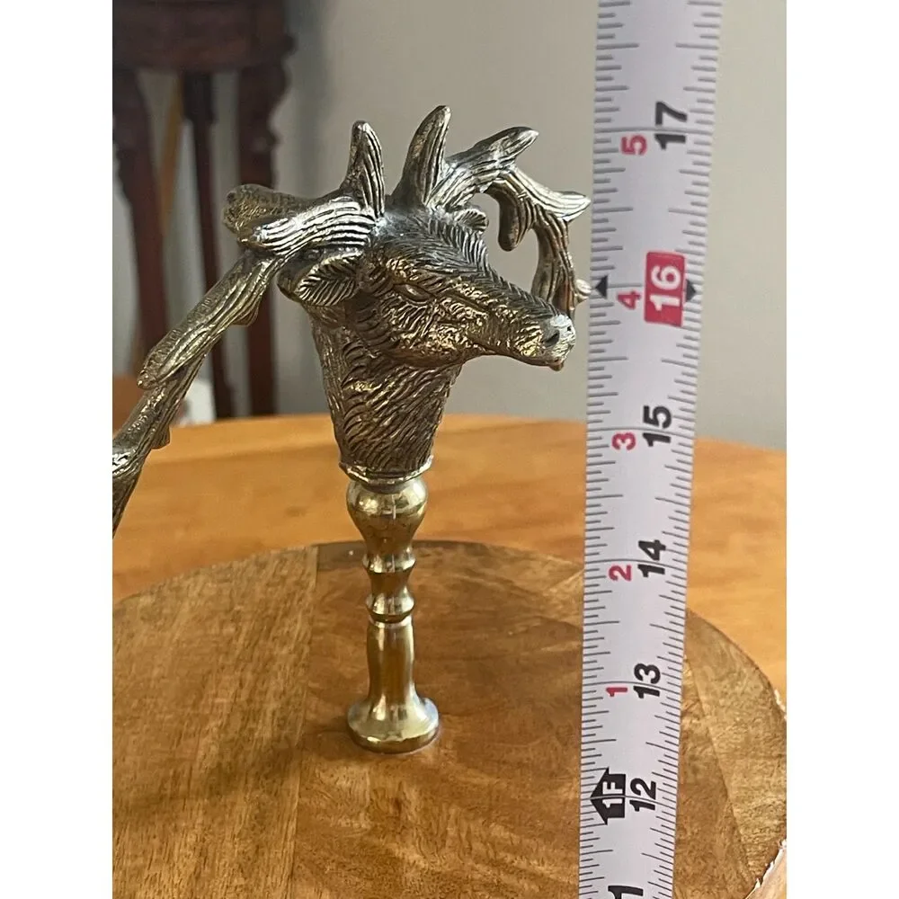 Vtg Pewter Stag Deer & Solid Wood Serving Pedestal Cupcake Platter Cake Dessert